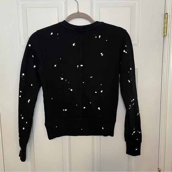 Rag & Bone Black Crewneck Sweater with White Paint Splatter Cotton extra small - Picture 3 of 7
